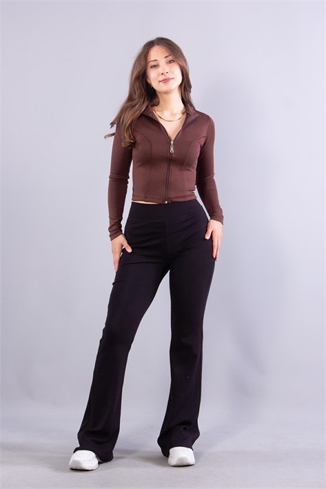 6635 (N-2283) Fermuarlı Dik Yaka Modal Sweat