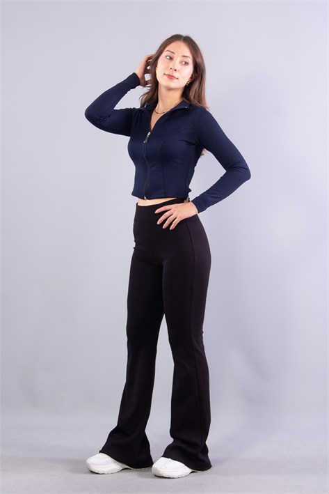 6635 (N-2283) Fermuarlı Dik Yaka Modal Sweat