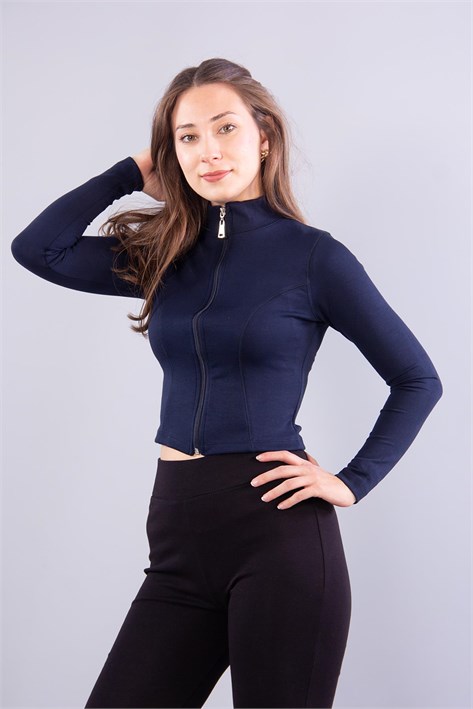 6635 (N-2283) Fermuarlı Dik Yaka Modal Sweat