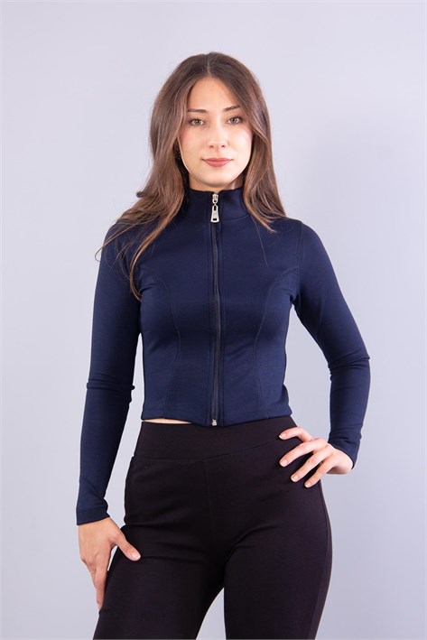 6635 (N-2283) Fermuarlı Dik Yaka Modal Sweat