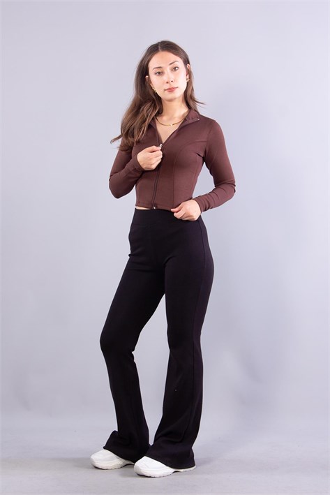 6635 (N-2283) Fermuarlı Dik Yaka Modal Sweat