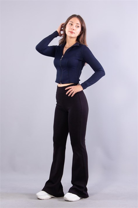 6635 (N-2283) Fermuarlı Dik Yaka Modal Sweat