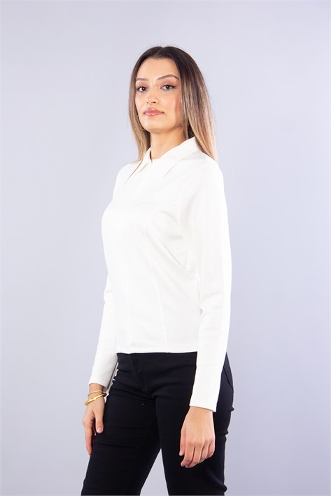 6643 (N-2294) Polo Yaka Fermuarlı Modal Sweat