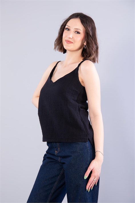 6650 (N-2284) İp Askılı Müslin Bluz