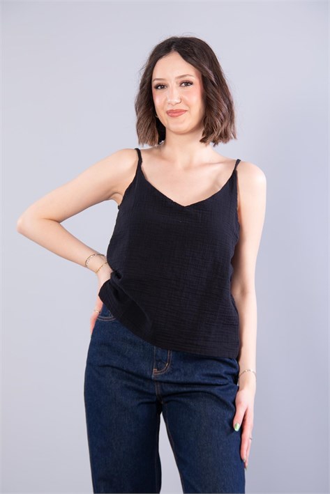 6650 (N-2284) İp Askılı Müslin Bluz