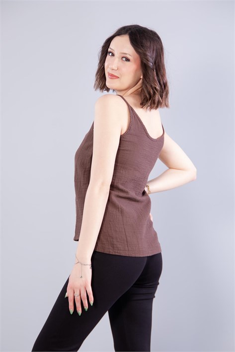 6650 (N-2284) İp Askılı Müslin Bluz