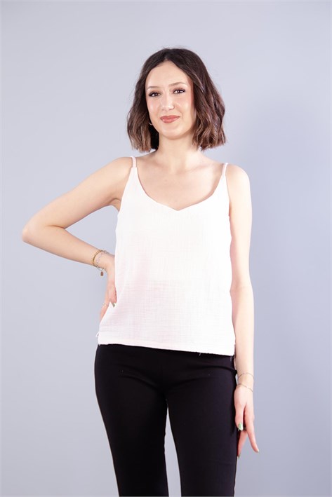 6650 (N-2284) İp Askılı Müslin Bluz