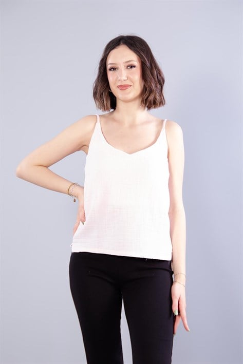 6650 (N-2284) İp Askılı Müslin Bluz