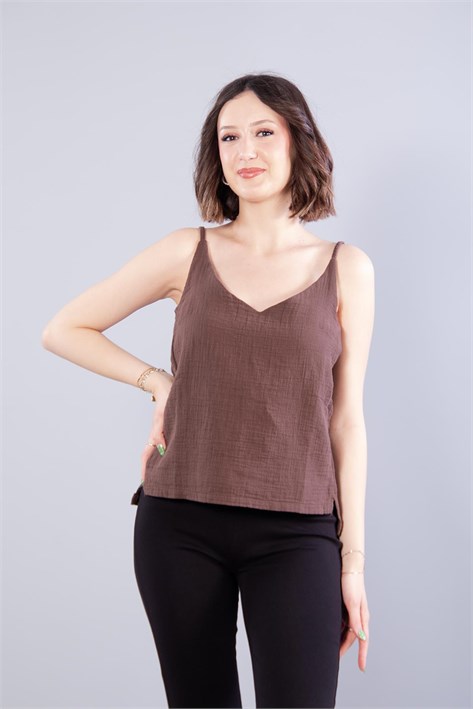 6650 (N-2284) İp Askılı Müslin Bluz