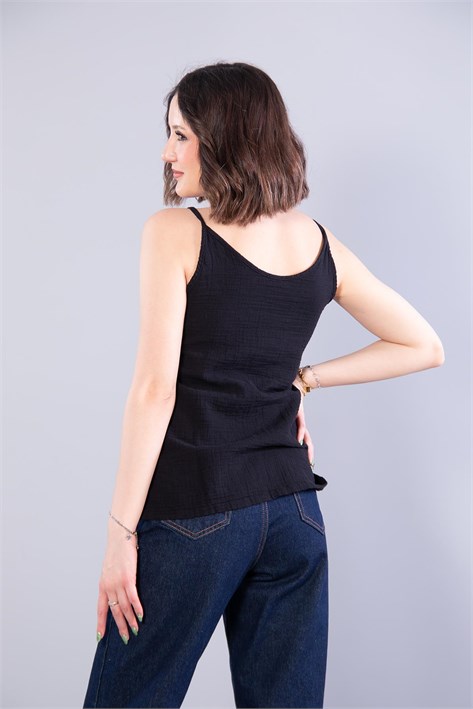 6650 (N-2284) İp Askılı Müslin Bluz