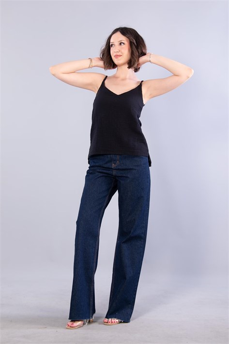 6650 (N-2284) İp Askılı Müslin Bluz