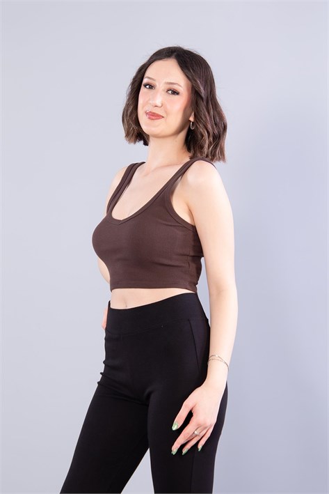 6695 (N-2299) V Yaka Kalın Askılı Kaşkorse Crop
