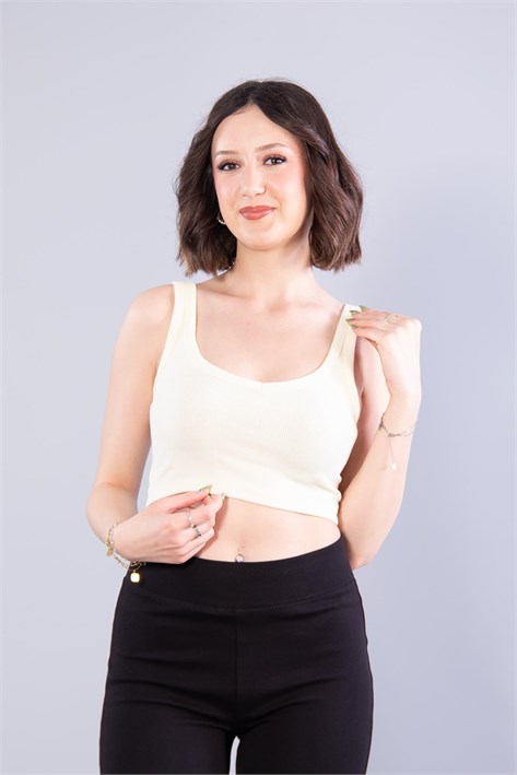 6695 (N-2299) V Yaka Kalın Askılı Kaşkorse Crop