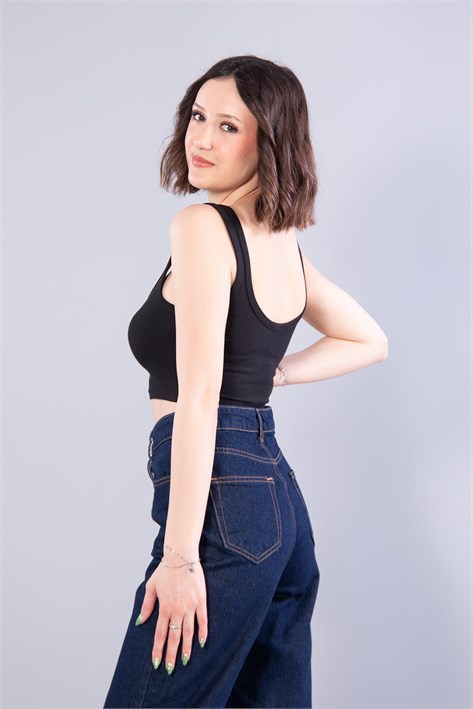 6695 (N-2299) V Yaka Kalın Askılı Kaşkorse Crop