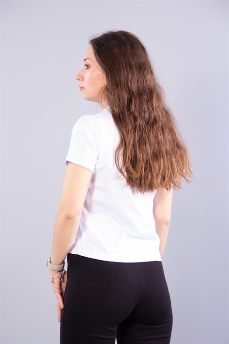 6719 Fiyonk Nakışlı İnterlok T-shirt