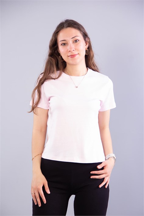 6719 Fiyonk Nakışlı İnterlok T-shirt