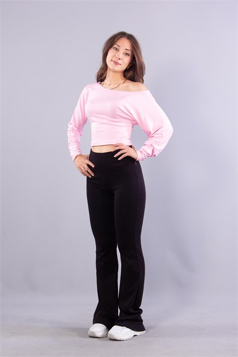 6895 (N-2653) Kayık Yaka Yarasa Kol Bluz