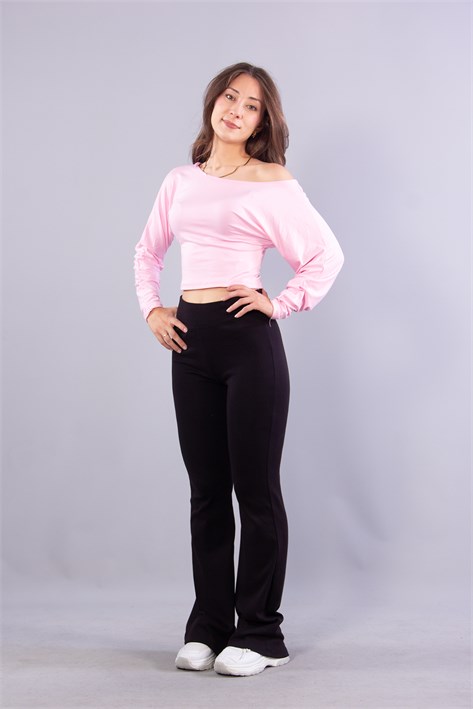 6895 (N-2653) Kayık Yaka Yarasa Kol Bluz