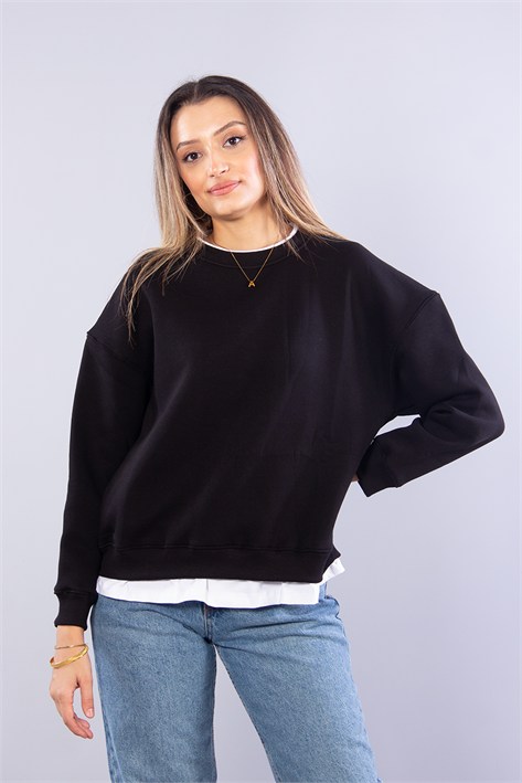 7051 Garnili Yuvarlak Yaka Sweat 3 İp Şardonlu