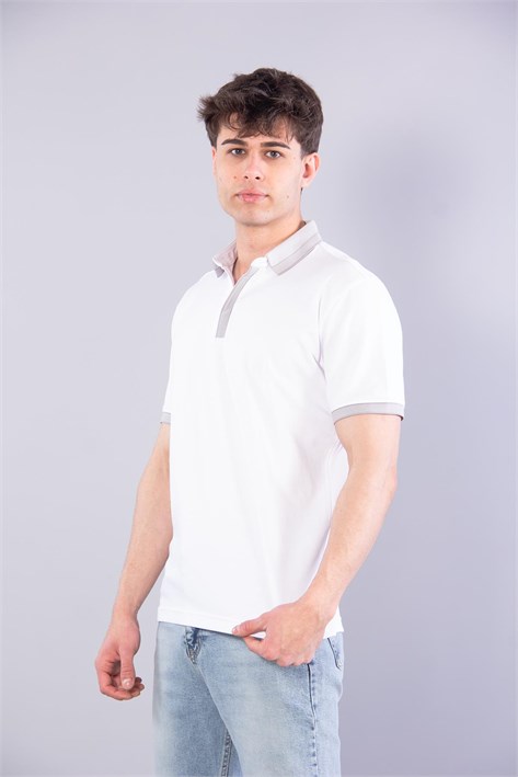 7085 Kagi Fermuarlı Bantlı A. Yaka T-shirt