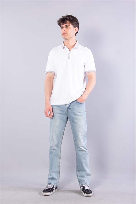 7085 Kagi Fermuarlı Bantlı A. Yaka T-shirt