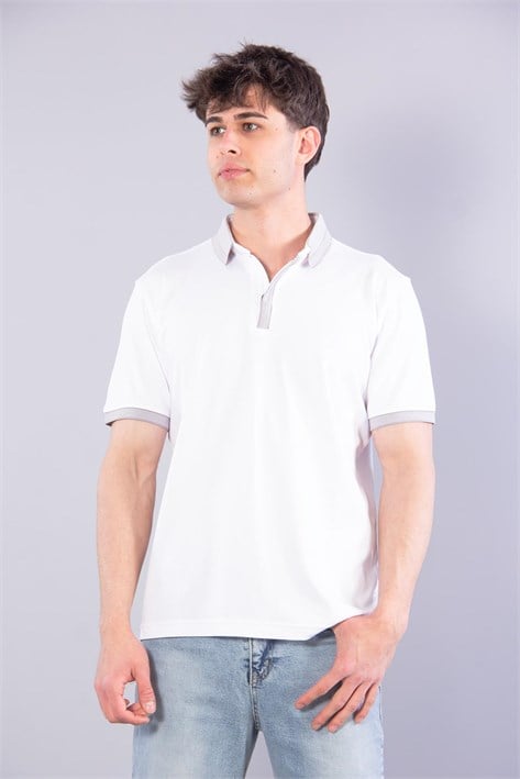7085 Kagi Fermuarlı Bantlı A. Yaka T-shirt