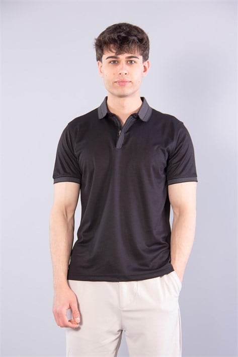 7085 Kagi Fermuarlı Bantlı A. Yaka T-shirt