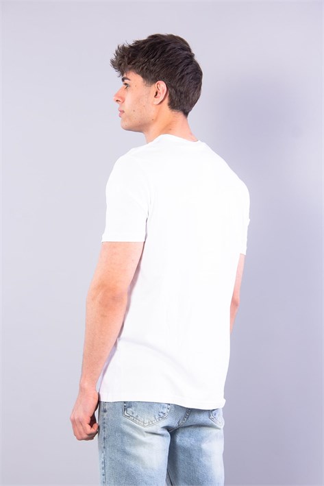 7401 Süprem Şekil Baskılı Bisiklet Yaka T-shirt