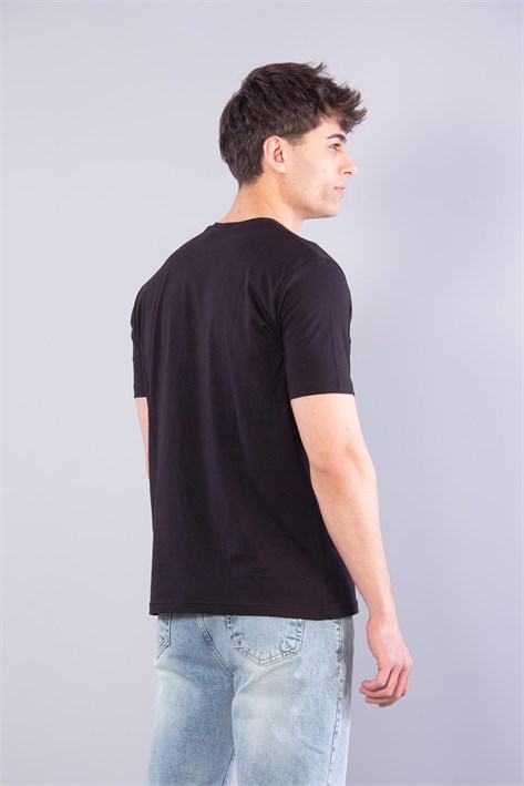 7401 Süprem Şekil Baskılı Bisiklet Yaka T-shirt