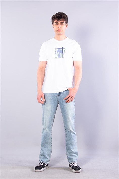 7401 Süprem Şekil Baskılı Bisiklet Yaka T-shirt