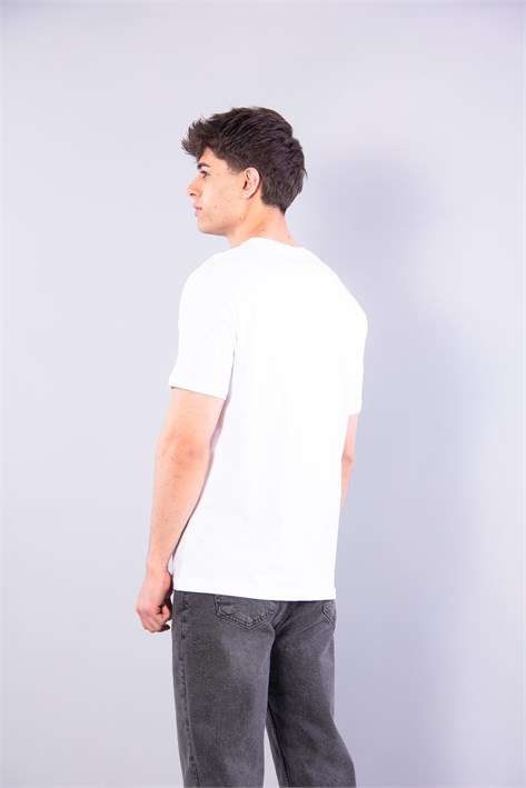 7410 Süprem Sol Göğsü Enjeksiyon Çizgi Baskılı Bisiklet Yaka T-shirt