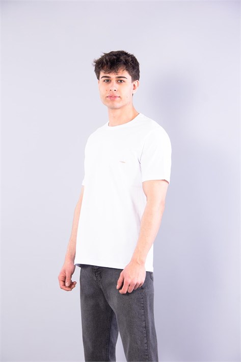 7410 Süprem Sol Göğsü Enjeksiyon Çizgi Baskılı Bisiklet Yaka T-shirt
