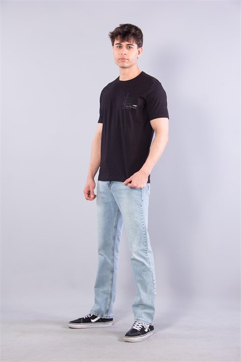 7410 Süprem Sol Göğsü Enjeksiyon Çizgi Baskılı Bisiklet Yaka T-shirt