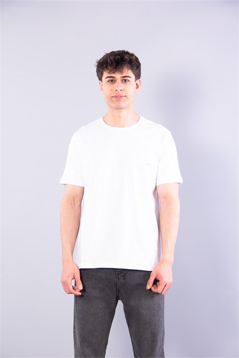 7410 Süprem Sol Göğsü Enjeksiyon Çizgi Baskılı Bisiklet Yaka T-shirt