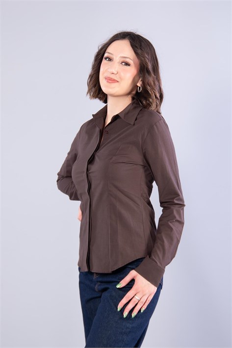 7423 Belden Oturtmalı Cepsiz Gömlek