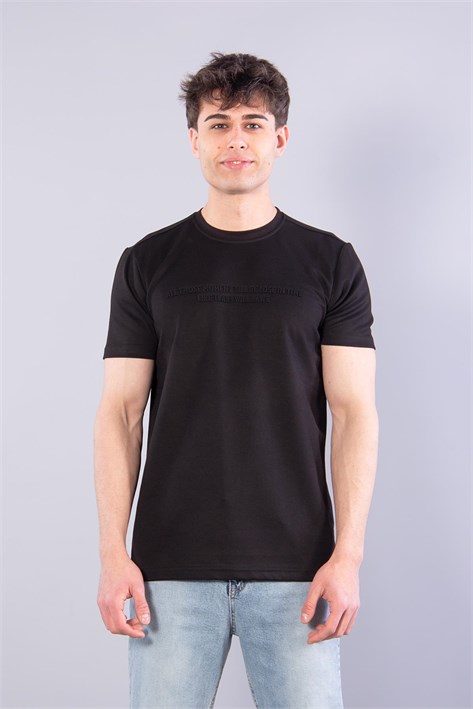 8377 All Those Moment Till Kabartma Baskılı O Yaka Modal T-shirt