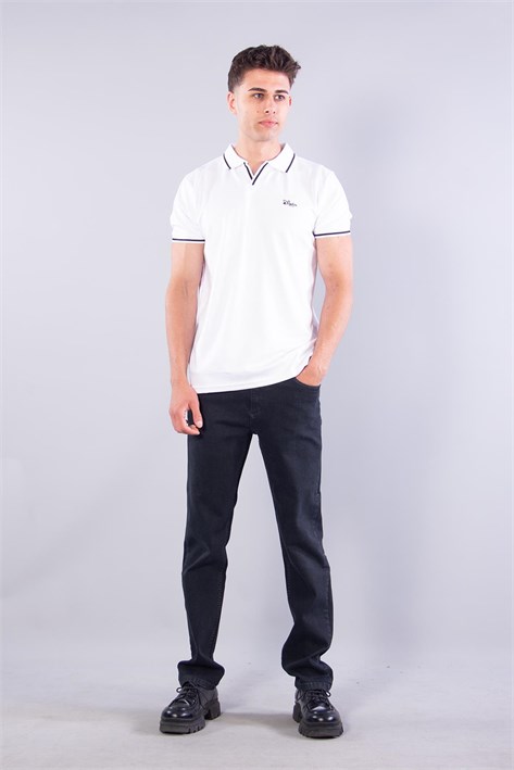 8381 V Pat Yakalı Modal Kumaş Yaka Kol Çizgili T-shirt