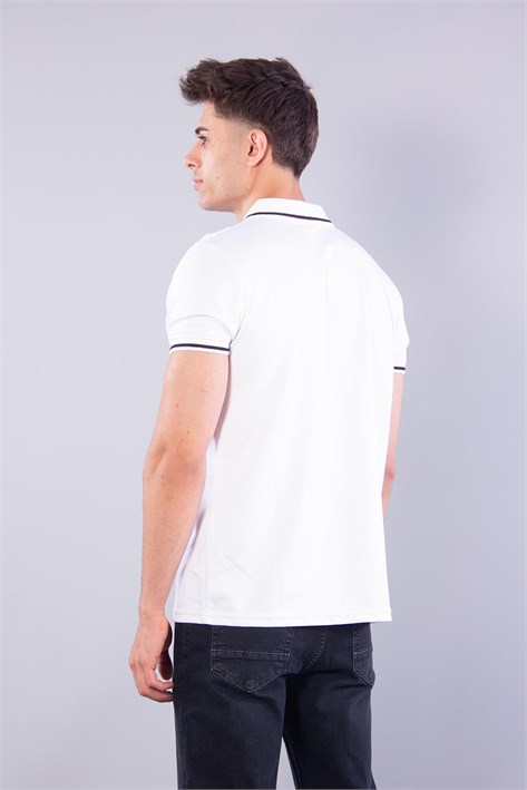 8381 V Pat Yakalı Modal Kumaş Yaka Kol Çizgili T-shirt