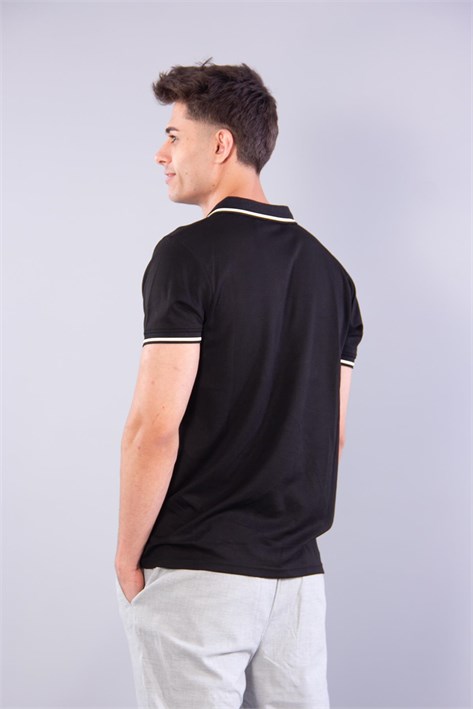 8381 V Pat Yakalı Modal Kumaş Yaka Kol Çizgili T-shirt