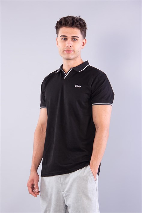 8381 V Pat Yakalı Modal Kumaş Yaka Kol Çizgili T-shirt