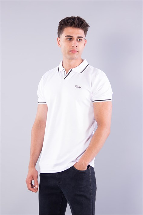 8381 V Pat Yakalı Modal Kumaş Yaka Kol Çizgili T-shirt