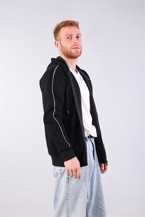 8625 Overdose Nakışlı Fermuarlı Kapşonlu Sweat