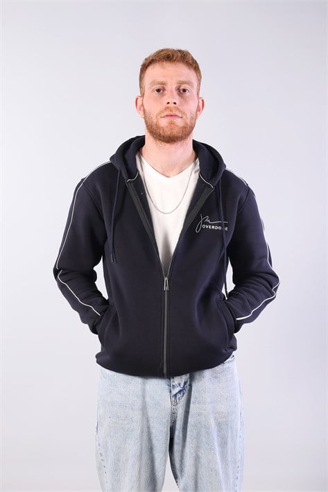 8625 Overdose Nakışlı Fermuarlı Kapşonlu Sweat