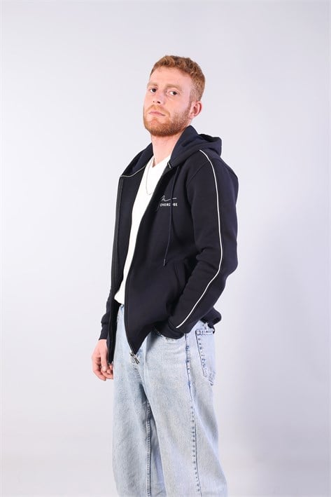 8625 Overdose Nakışlı Fermuarlı Kapşonlu Sweat