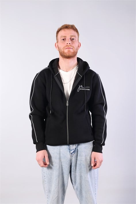 8625 Overdose Nakışlı Fermuarlı Kapşonlu Sweat