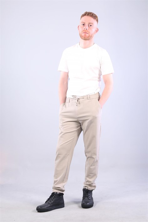 888 Yancep Beli İpli Lastikli Kumaş Jogger Pantolon