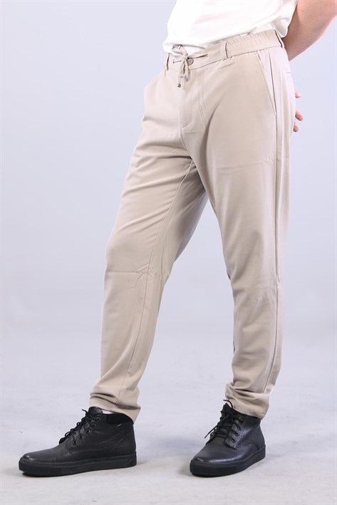 888 Yancep Beli İpli Lastikli Kumaş Jogger Pantolon