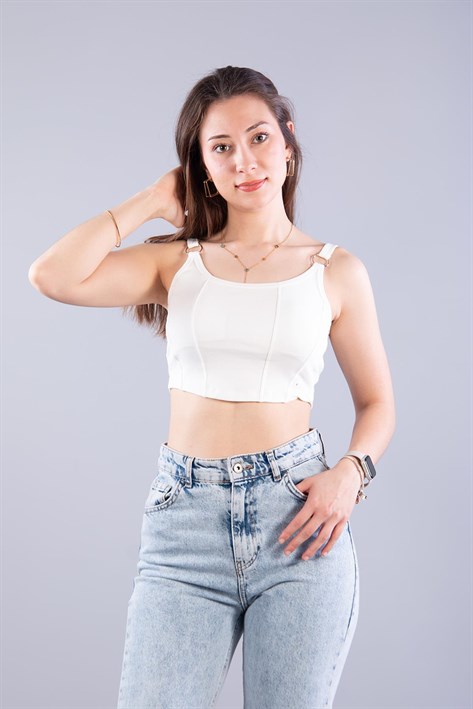 9062 Halkalı Pensli Kaplı Crop Atlet
