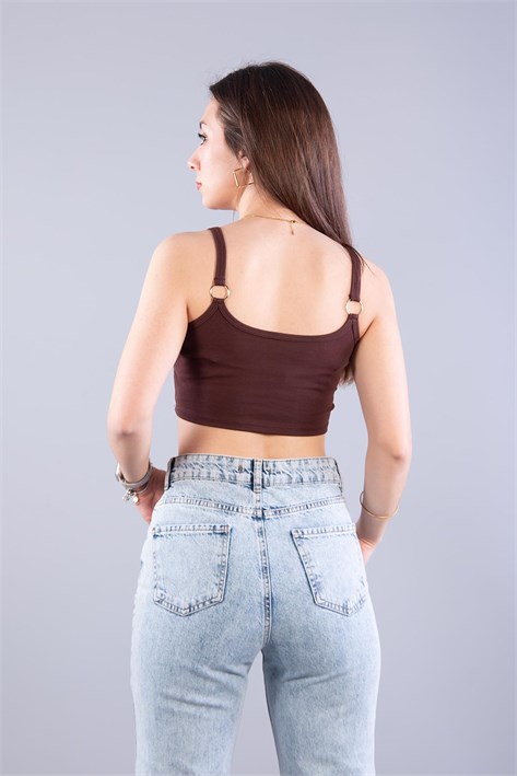 9062 Halkalı Pensli Kaplı Crop Atlet