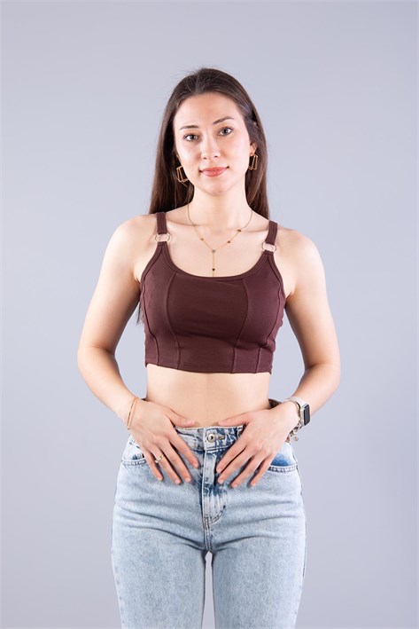 9062 Halkalı Pensli Kaplı Crop Atlet
